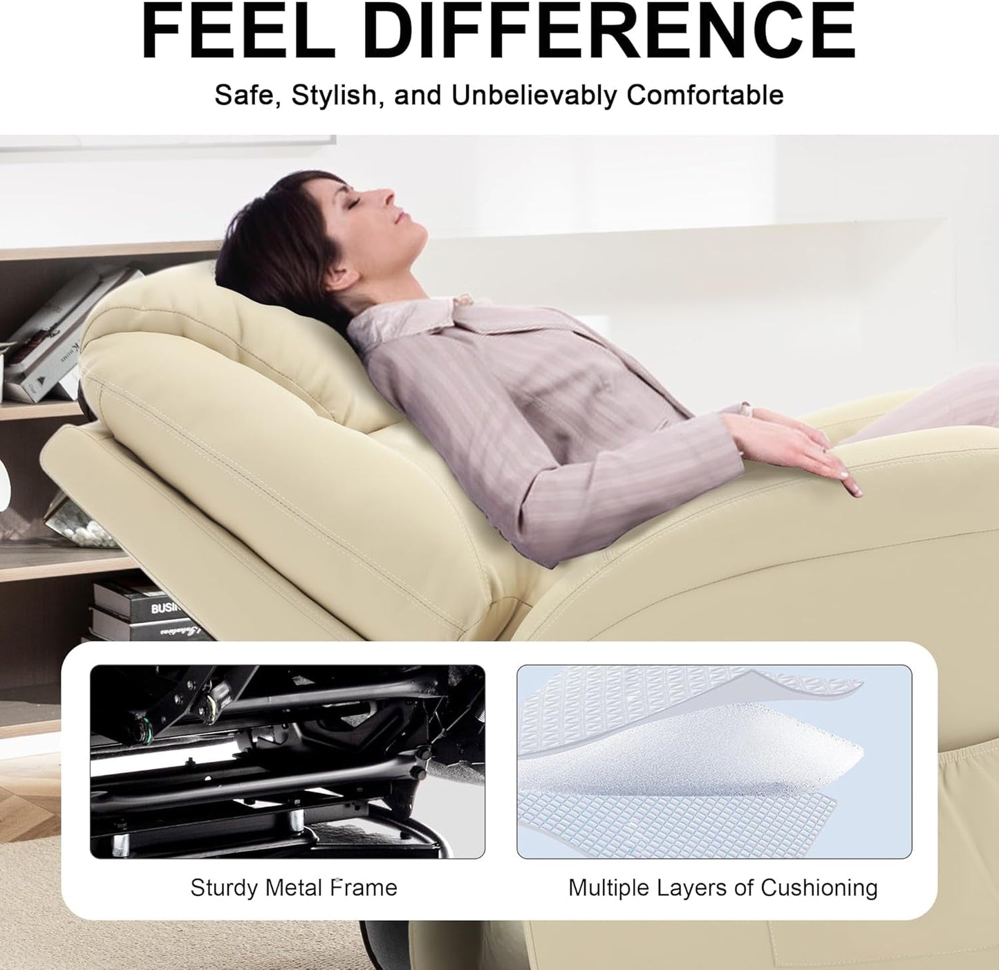 Recliner Chair, Rocking Chair with Massage and Heat, 360° Swivel Recliner Chairs for Adults, Rocker Manual Recliner with Remote Control and Cup Holder for Living Room, Bedroom, Nursery-2