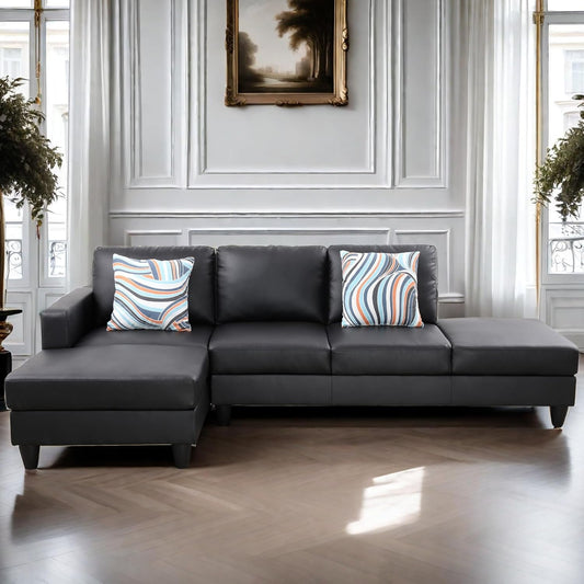 L Shaped Sectional Modern Sofa - Convertible Leather Sofa Sleeper Sofa Bed Couch Set with Reversible Chaise, Lounge Sofa Modular Cloud Sofa Couch for Living Room Apartment-0