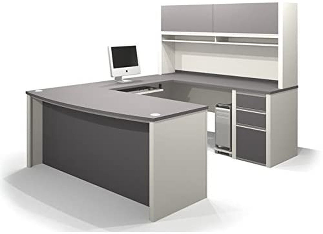 Connexion U-Shaped Workstation with Three Drawers, Slate-0