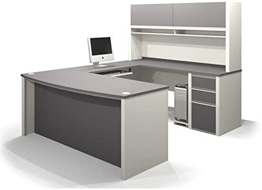 Connexion U-Shaped Workstation with Three Drawers, Slate-0