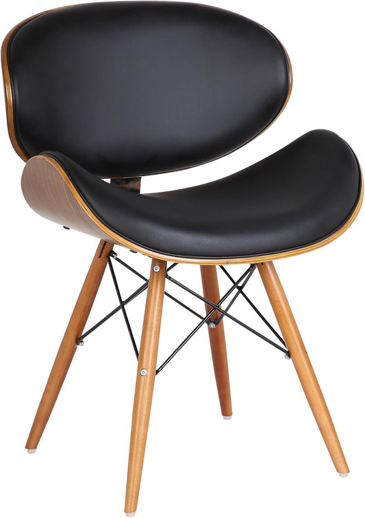 Cassie Dining Chair in Black Faux Leather and Walnut Wood Finish 20D X 21W X 31H In-0