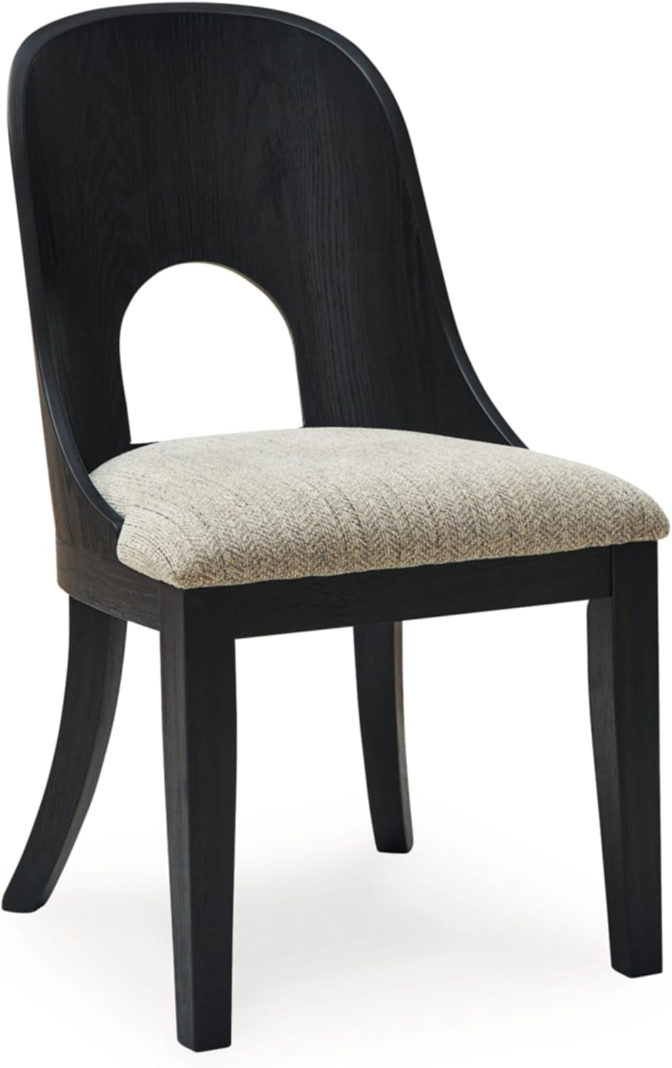 Rowanbeck Contemporary Armless Herringbone Upholstered Dining Chair, Set of 2, Black & Light Gray-2
