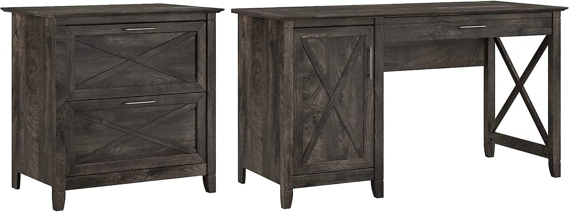 Key West Desk with Storage and Lateral File, Gray-1