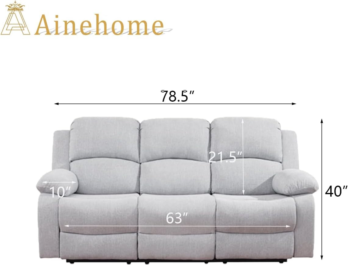 Grey White Microfiber Leather Recliner Sofa Set-1