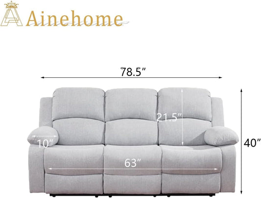 Grey White Microfiber Leather Recliner Sofa Set-1