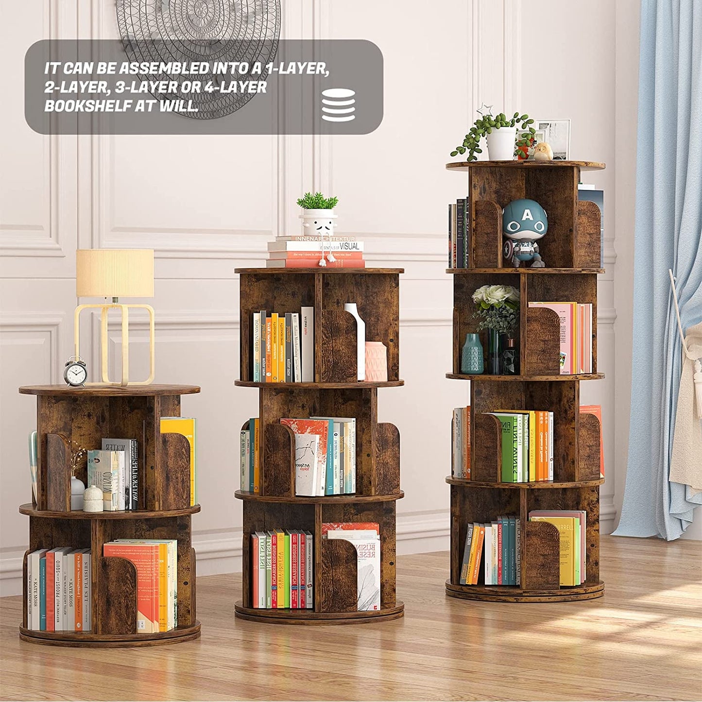 360 Rotating Small Corner Bookshelf for Small Spaces-4