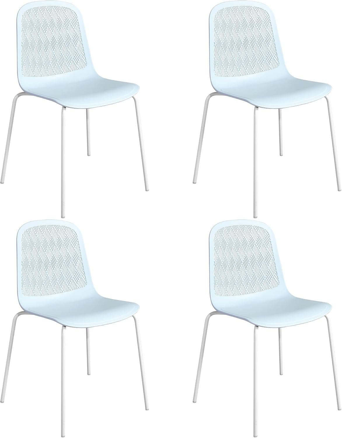 Armless Modern Chairs with Metal Legs for Living, Bedroom, Kitchen, Dining, Lounge Waiting Room, Restaurants, Cafes, Set of 4-0