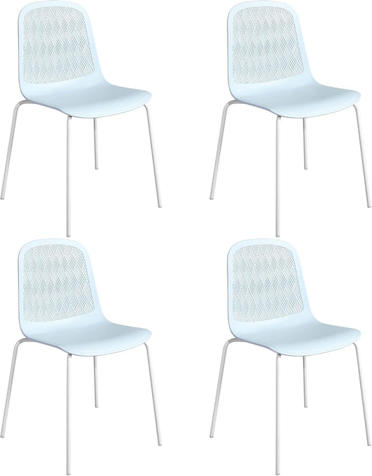 Armless Modern Chairs with Metal Legs for Living, Bedroom, Kitchen, Dining, Lounge Waiting Room, Restaurants, Cafes, Set of 4-0