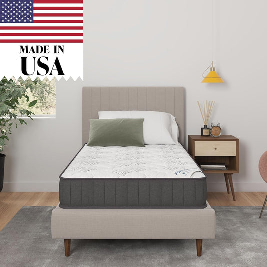 Twin Hybrid Mattress, Medium-Firm, Made in USA-0