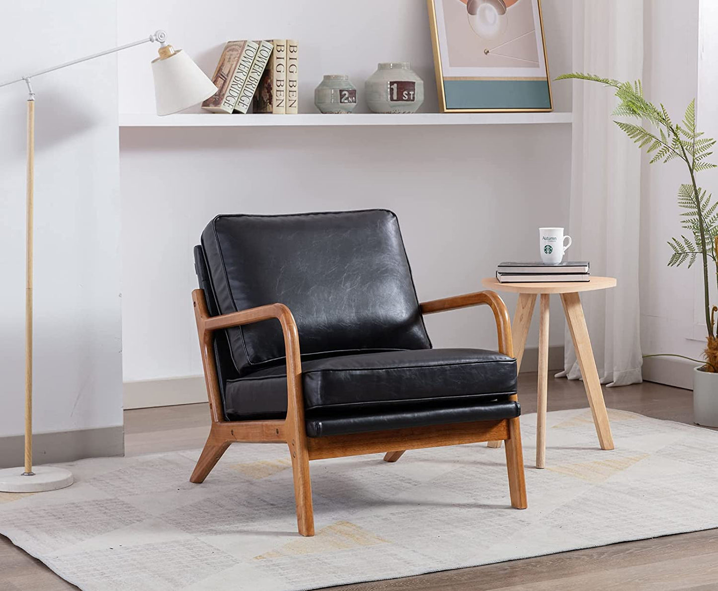 Modern Black Accent Chair with Thick Cushion-0