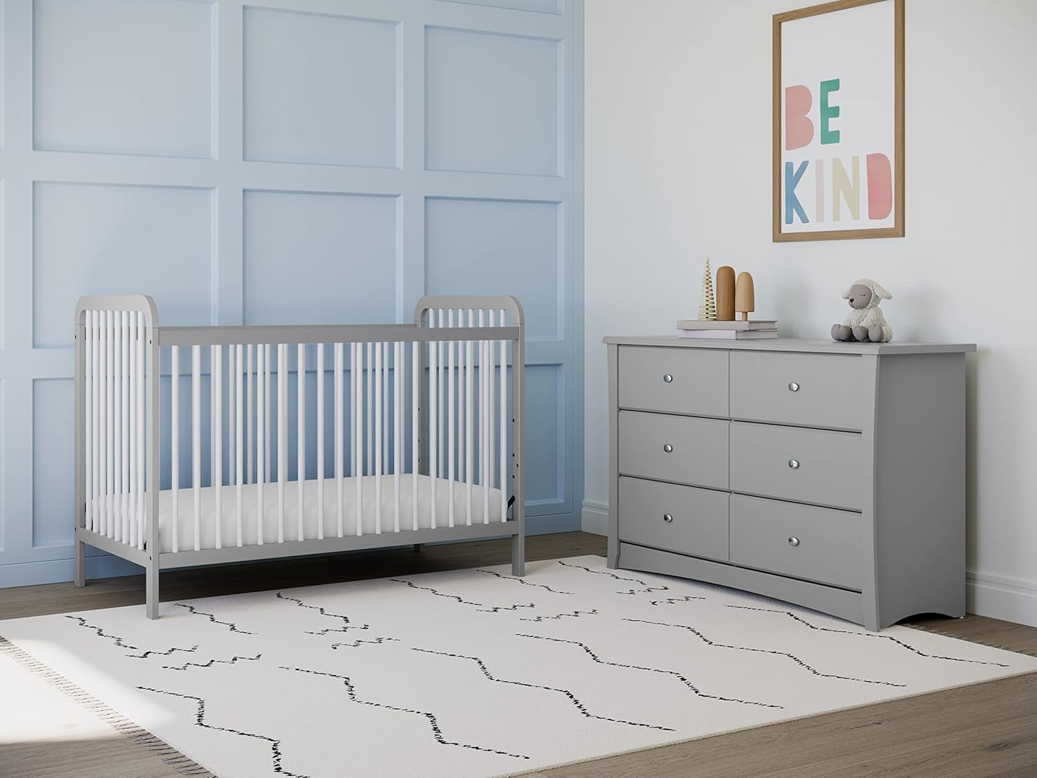 Crescent 6 Drawer Double Dresser (Pebble Gray) – GREENGUARD Gold Certified, for Nursery, Dresser, Kids Nursery Organizer, Chest of Drawers-4