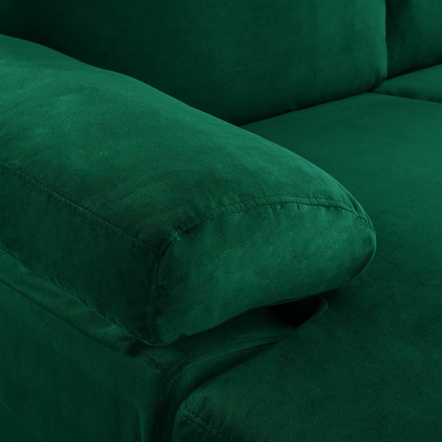 Large Green Velvet L-Shape Sectional Sofa-4