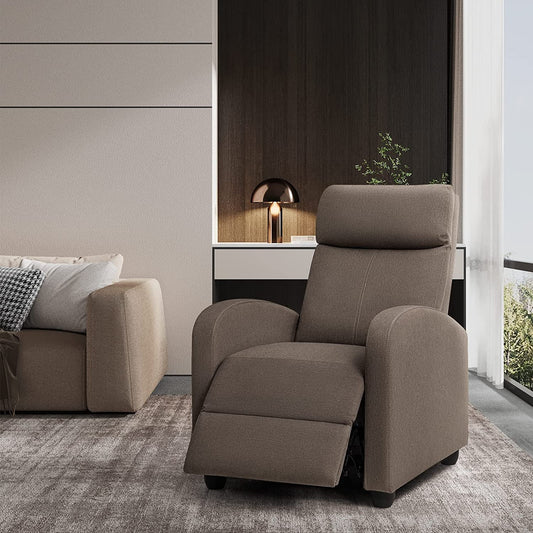 Brown Fabric Recliner Sofa with Thick Cushion-0