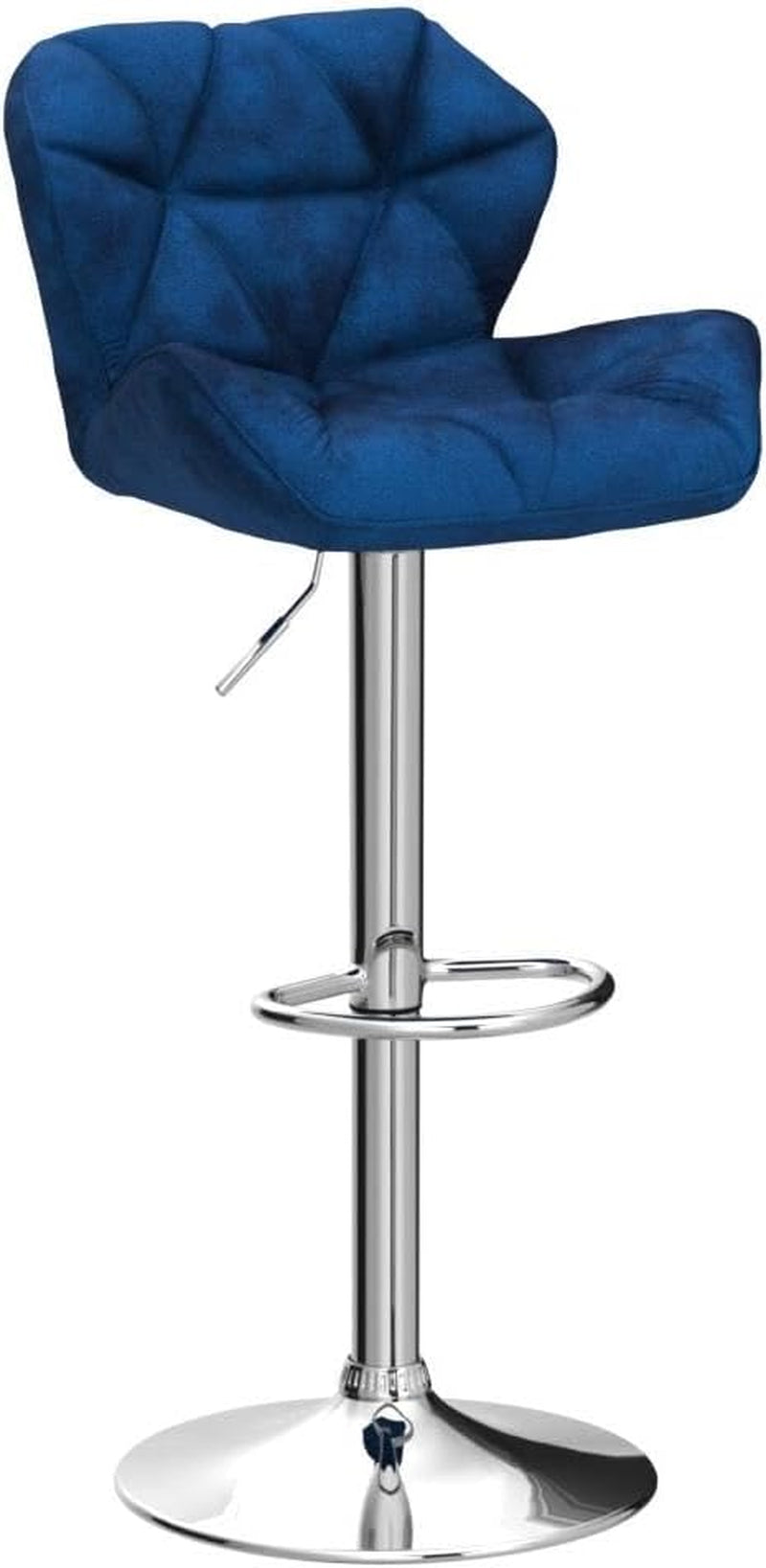 Breni Velvet Diamond Tufted Swivel Adjustable Height Barstools, Set of 2, Blue-3