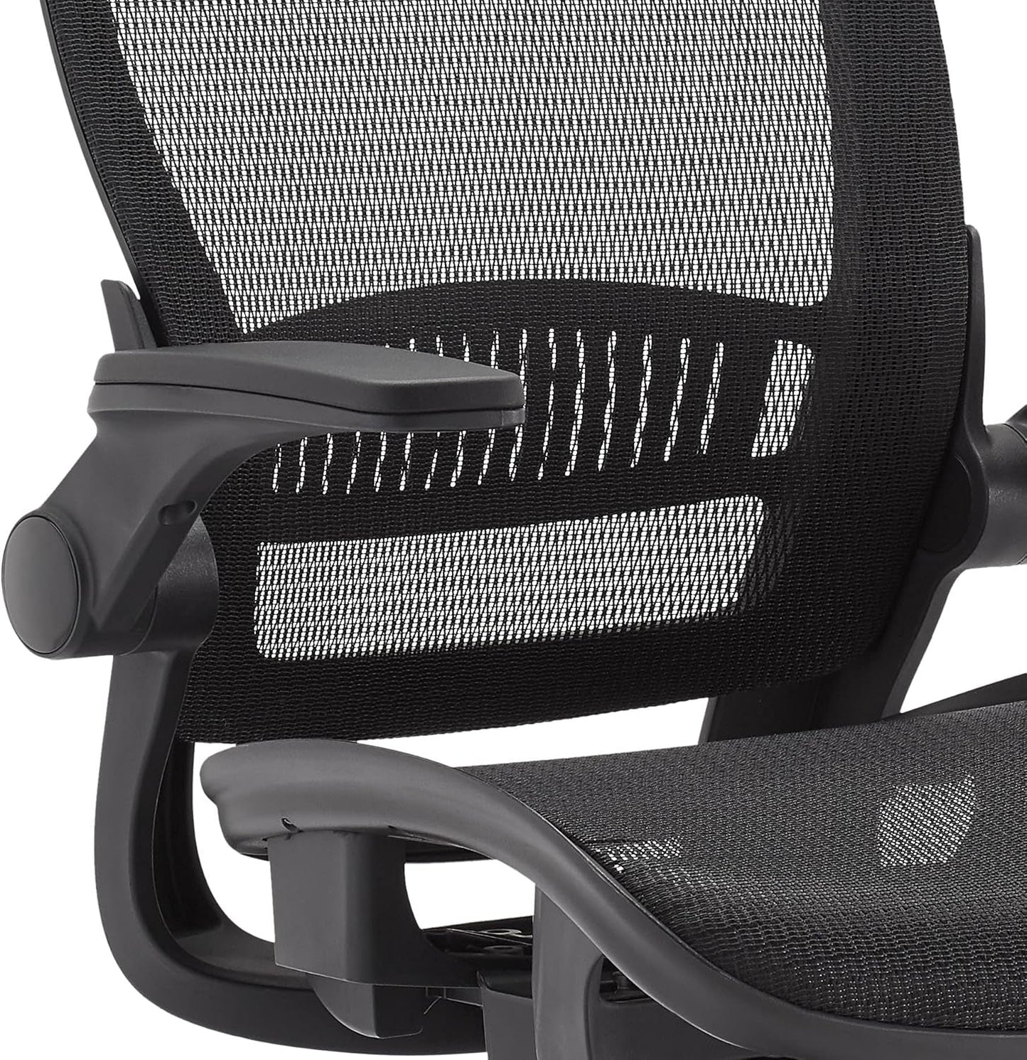Ergonomic High-Back Desk Chair, Comfortable Flip-Up Armrests, Contoured Mesh Seat, Swivel, Black, 25.5"D X 26.25"W X 49.25"H-3