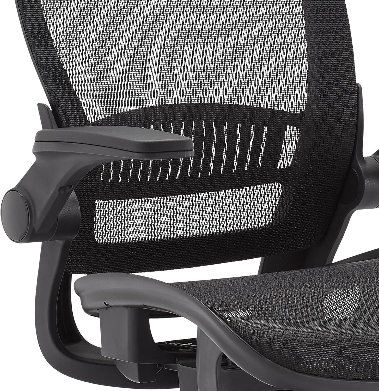 Ergonomic High-Back Desk Chair, Comfortable Flip-Up Armrests, Contoured Mesh Seat, Swivel, Black, 25.5"D X 26.25"W X 49.25"H-3