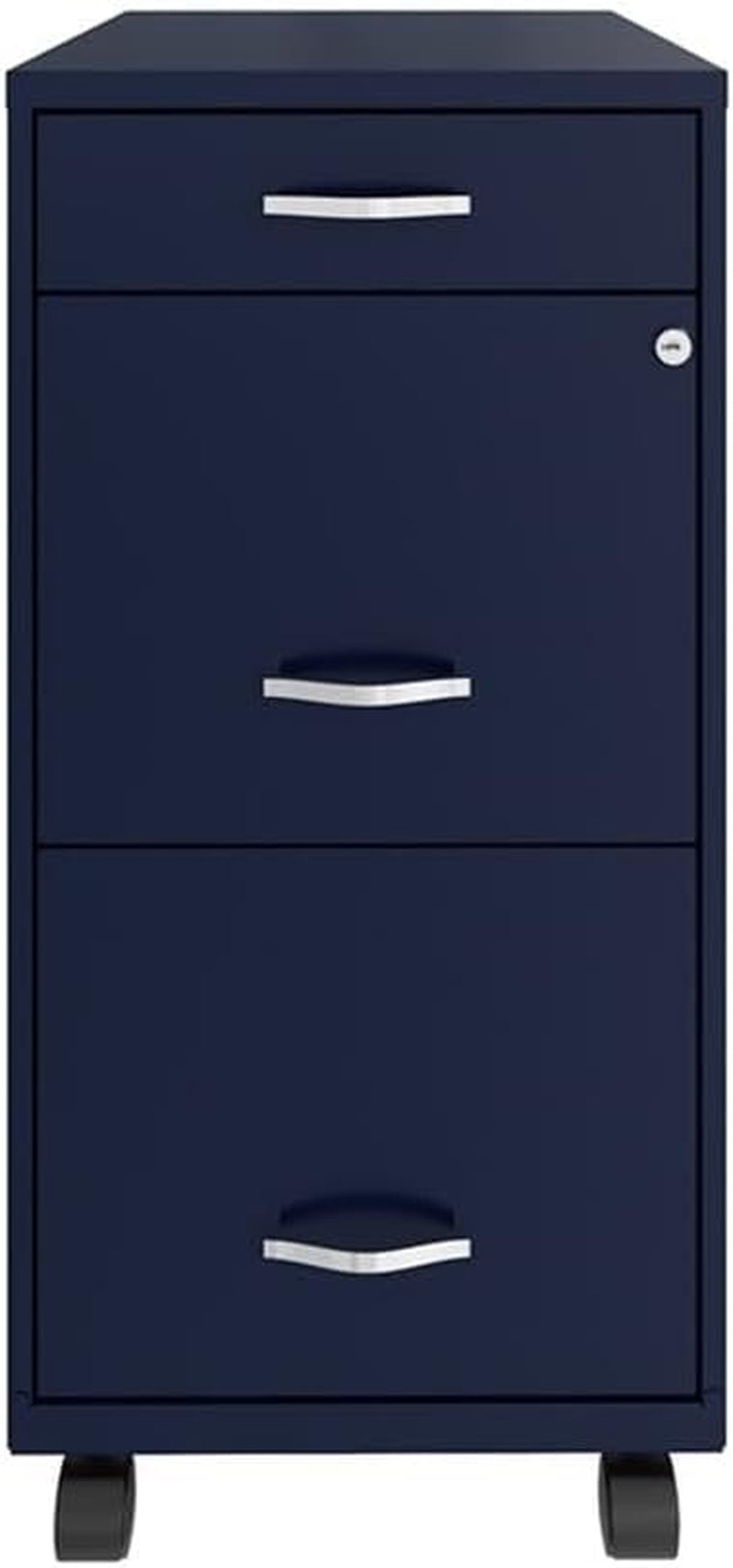 18" Deep 3 Drawer Mobile Metal File Cabinet in Navy-2