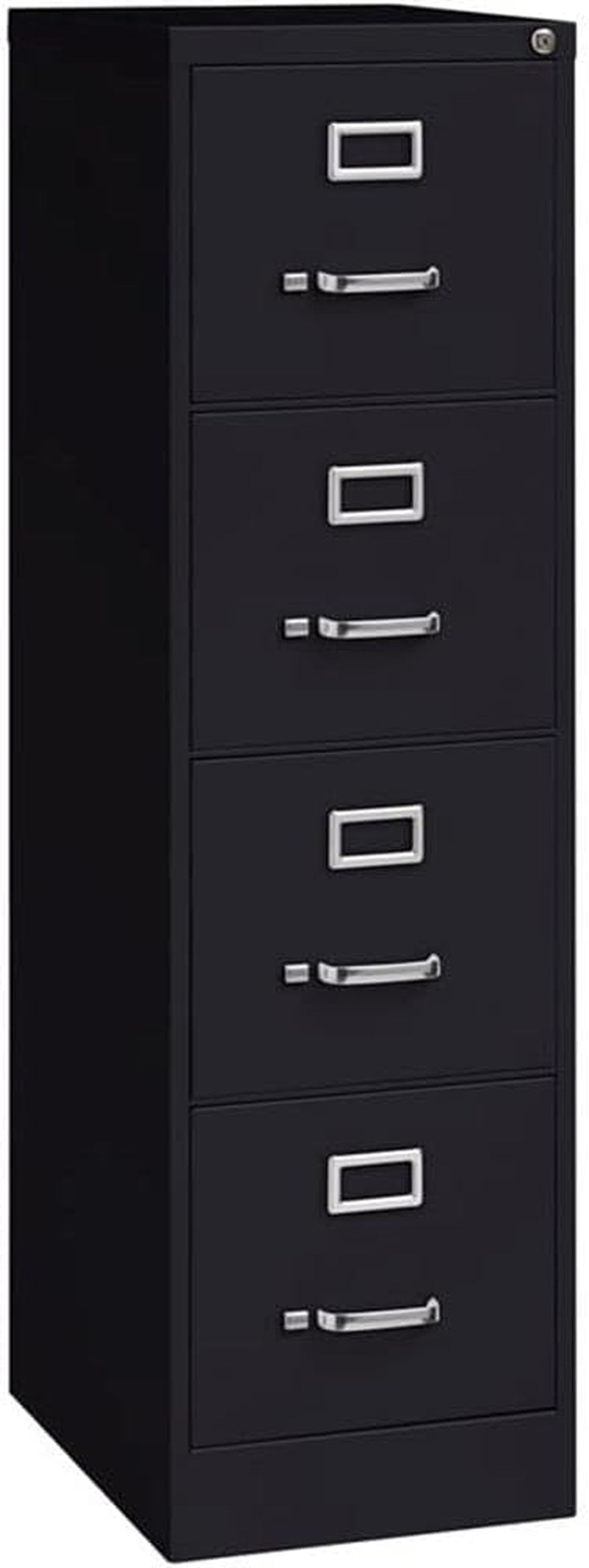 4 Drawer Metal Vertical File Cabinet with Lock, 22" Deep, Letter Size, Home/Office, Preassembled, Commercial Grade, Black Finish-0