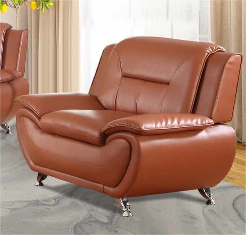 Leather Couches for Living Room, Living Room Couch Set, Sofa for Bedroom, Apartment, Living Room Furniture Sets (B-Leather Orange, Chair)-0
