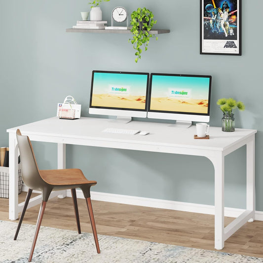 Large White Executive Office Desk 63 Inch-0
