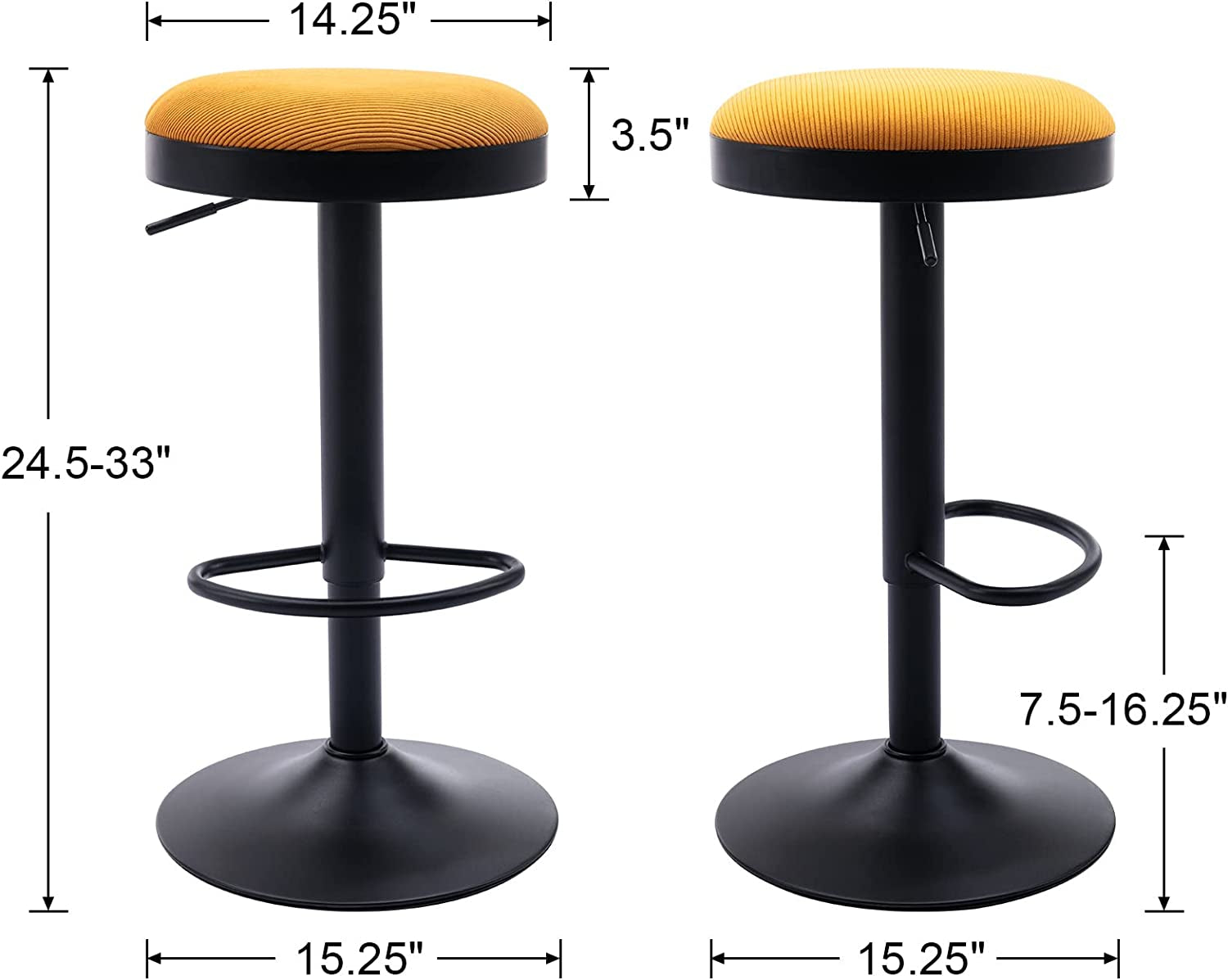 Yellow Fabric Swivel Barstools, Set of 2-1