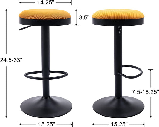 Yellow Fabric Swivel Barstools, Set of 2-1