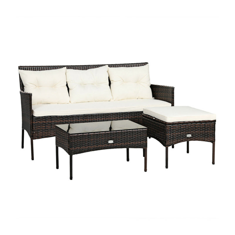 3 Pieces Patio Furniture Sectional Set with 5 Cozy Cushions-5