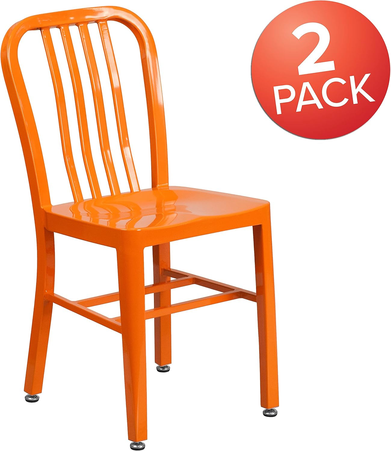 Gael Commercial Grade 2 Pack Orange Metal Indoor-Outdoor Chair-3