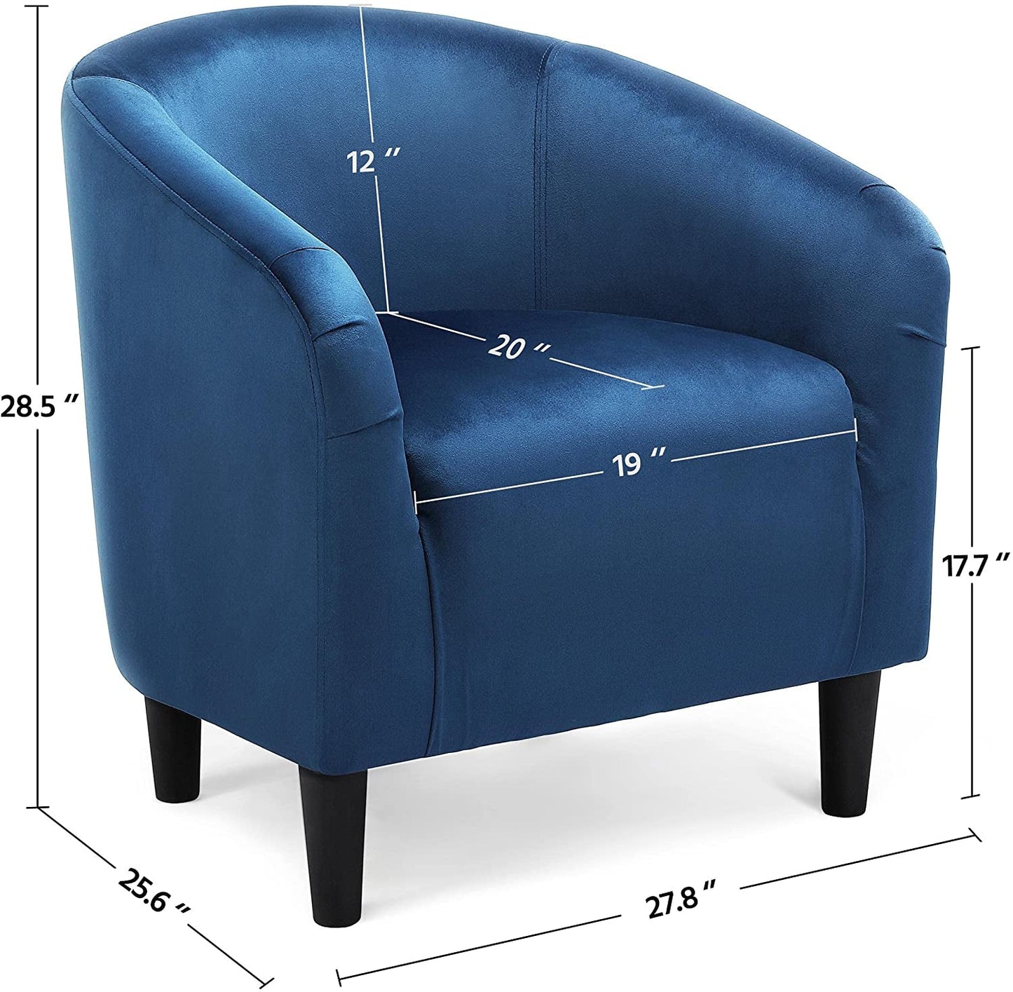 Pagoda Blue Velvet Club Chair with Armrests-2