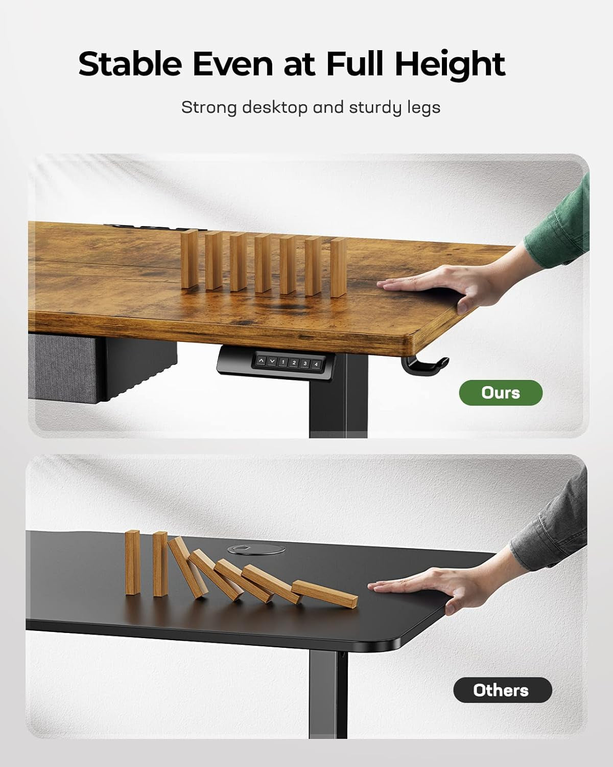 Standing Desk with Drawer, 48X24 Inch Adjustable Height Standing Desk, Electric Stand up Desk, Sit Stand Home Office Desk, Ergonomic Workstation for Home Office Computer Gaming Desk Rustic-3