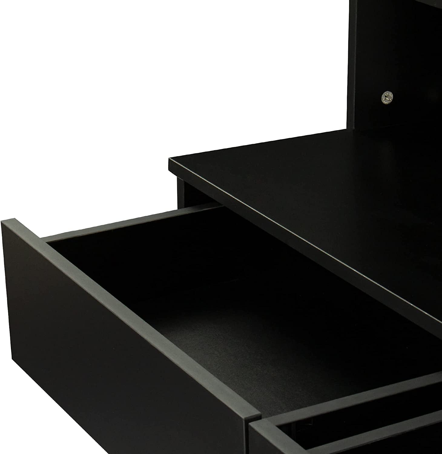 Large Vanity Set with 10 Lights Bulbs, 2 Drawers (Black)-3