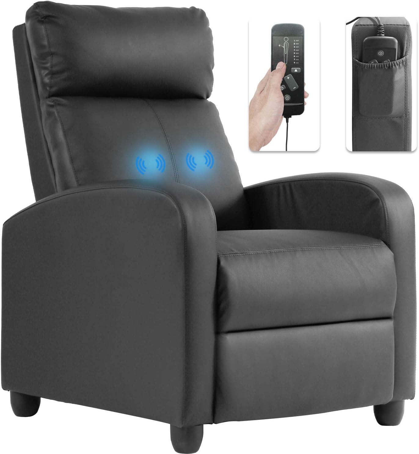 Leather Recliner Sofa with Massage and Heat-1