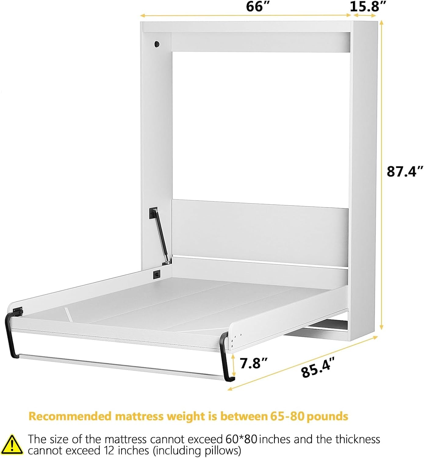 White Queen Murphy Wall Bed Space Saving-2