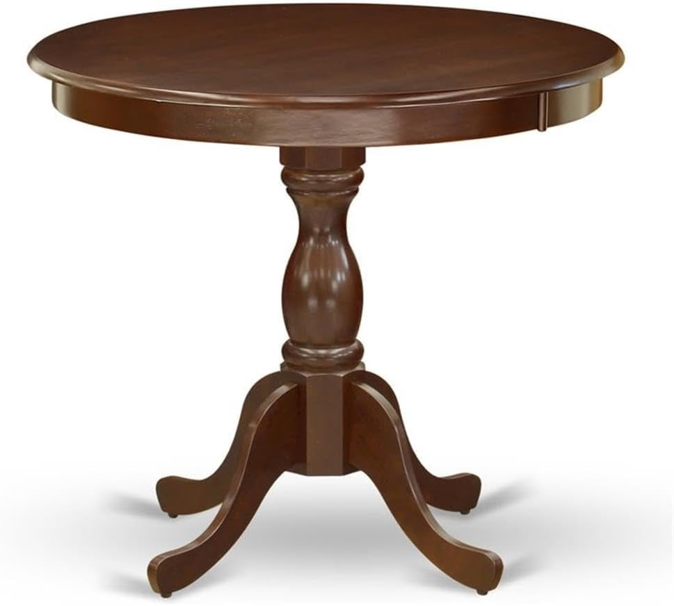 Antique Dining Room Table - a round Kitchen Table Top with Pedestal Base, 36X36 Inch, Mahogany-0
