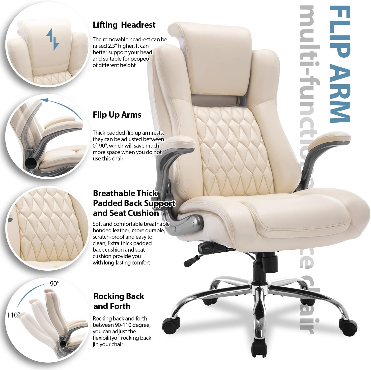 Ergonomic Executive Office Chair with Adjustable Features-3