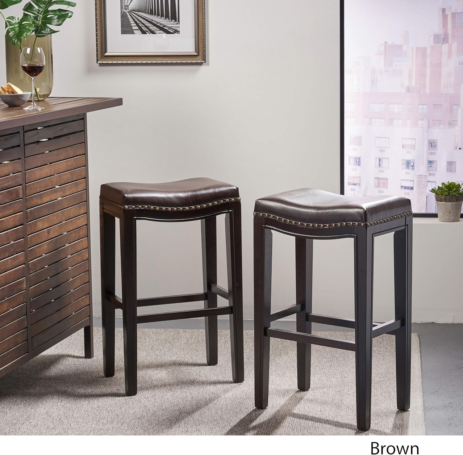 Christopher Knight Home Avondale Backless Bar Stools,12"D X 18.13"W X 30"H, 2-Pcs Set, Brown-4