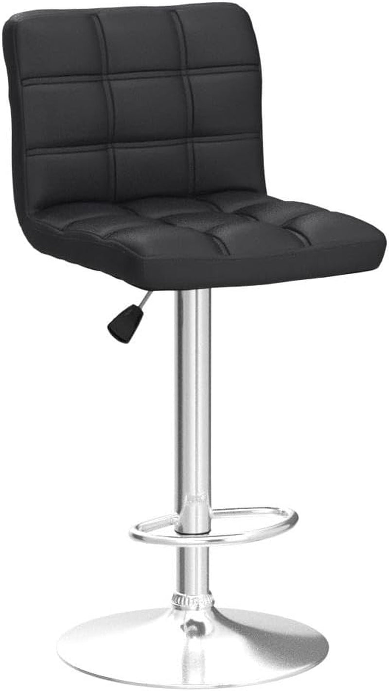 Set of 4 Adjustable Swivel Barstools, Modern PU Leather Kitchen Counter Bar Stools, Square Back Bar Stool-4