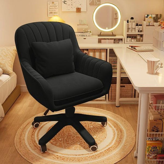 Home Office Chair Computer Chair with Mid-Back Upholstered Modern Tufted Computer Task Chair Swivel Height Adjustable Velvet Accent Chair Suitable for Bedroom, Study-0