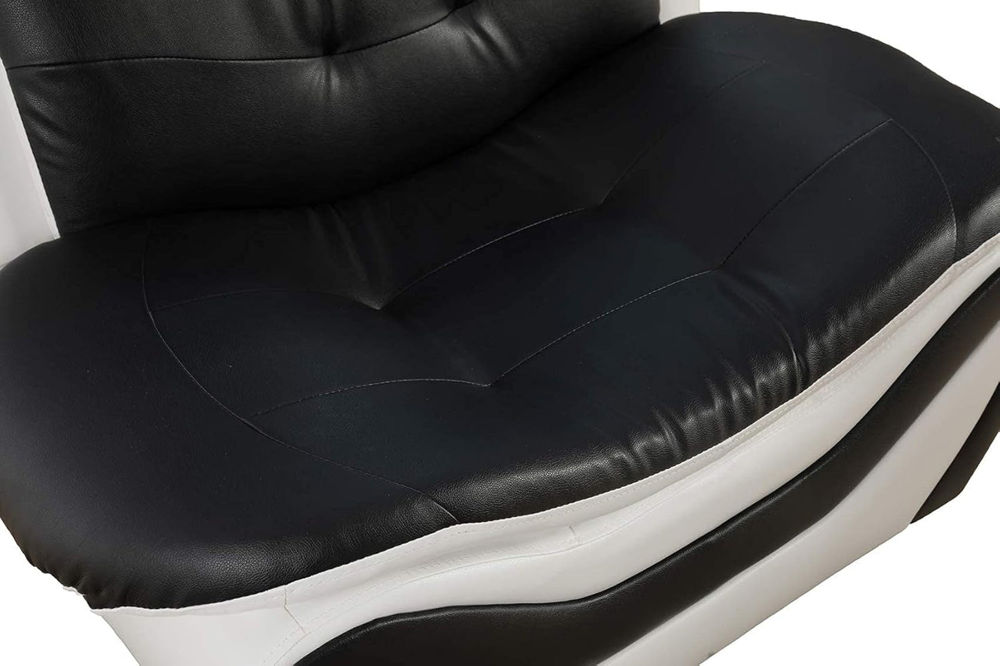 3 PCS Faux Leather Aldo Modern Sofa Set, Living Room Set with Sofa, Loveseat and Chair (Black & White)-4