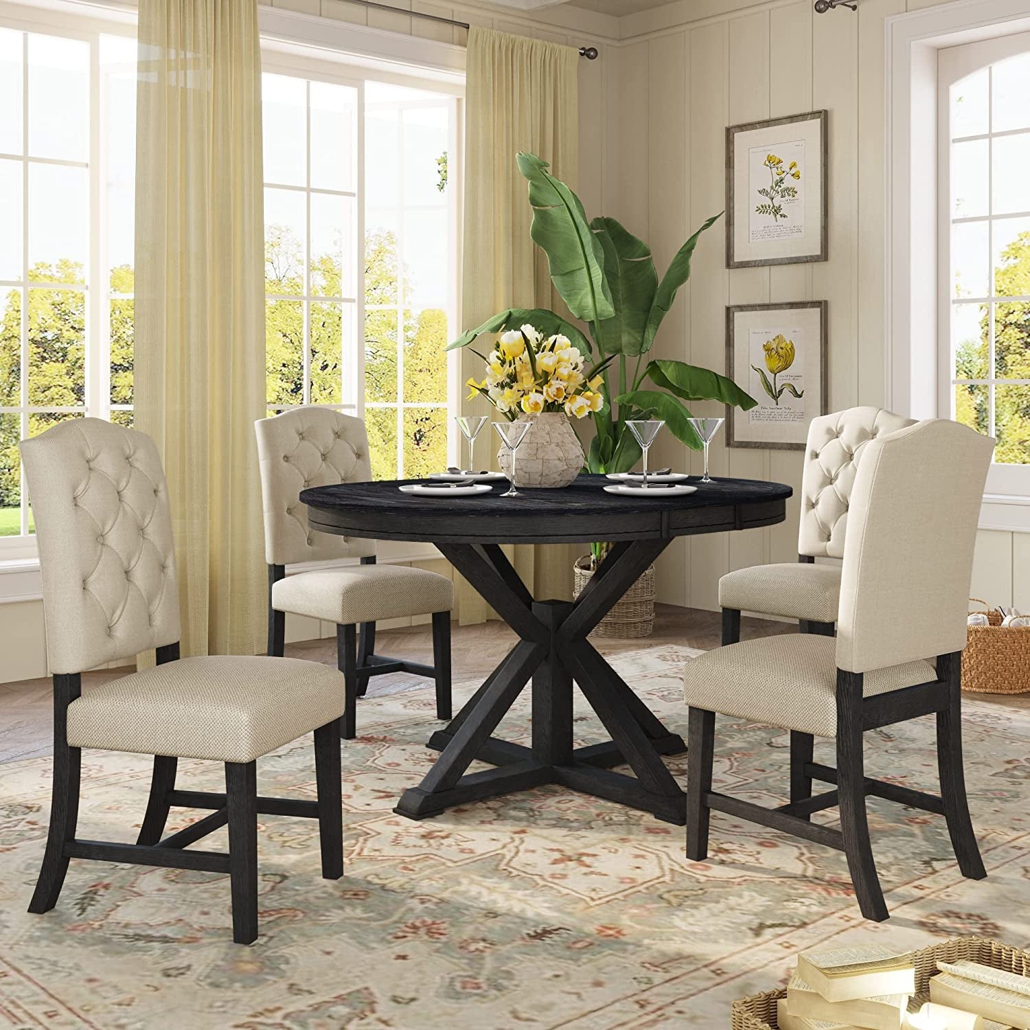 5 Piece Extendable Dining Table Set-1