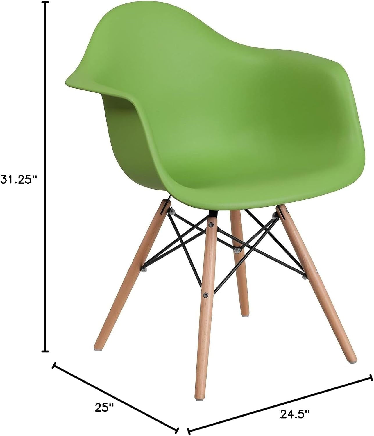Alonza Series Green Plastic Chair with Wooden Legs-2