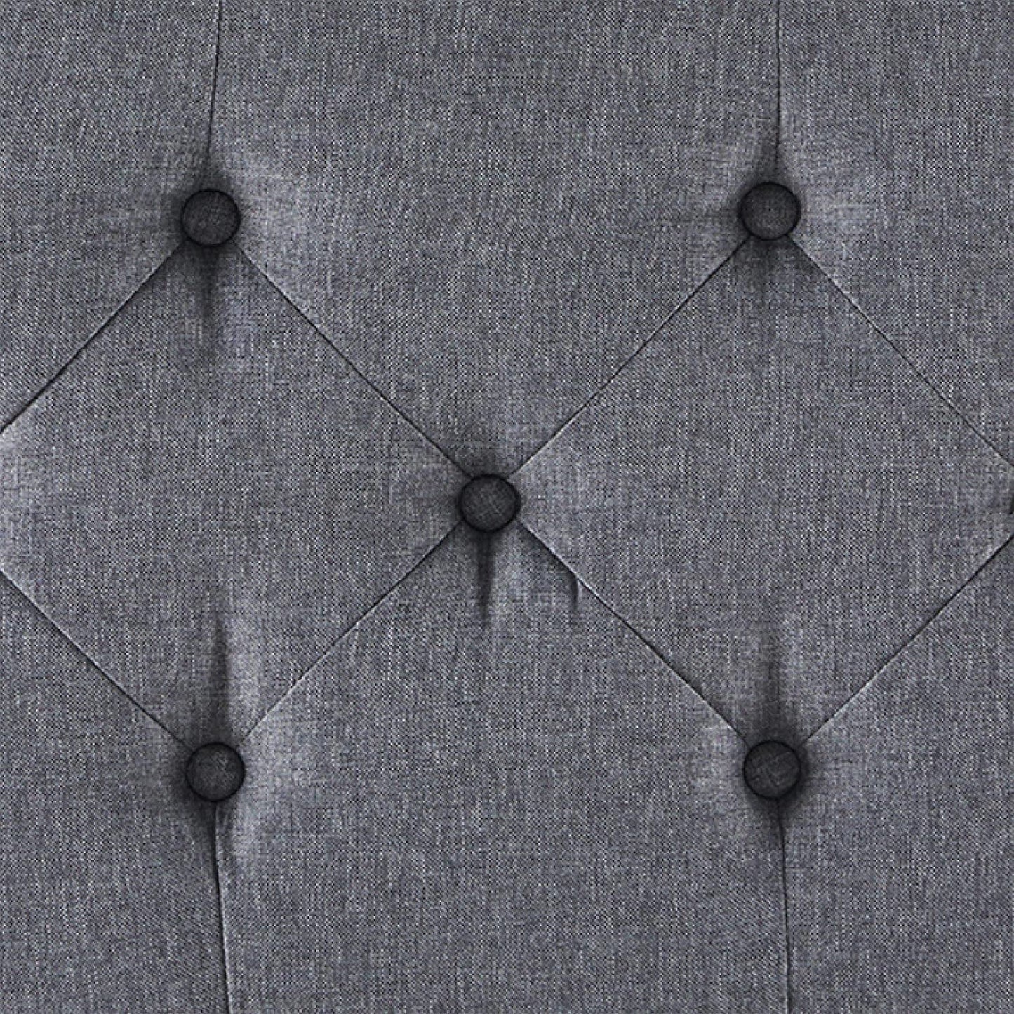 Button-Tufted Ottoman with Storage - Grey-1