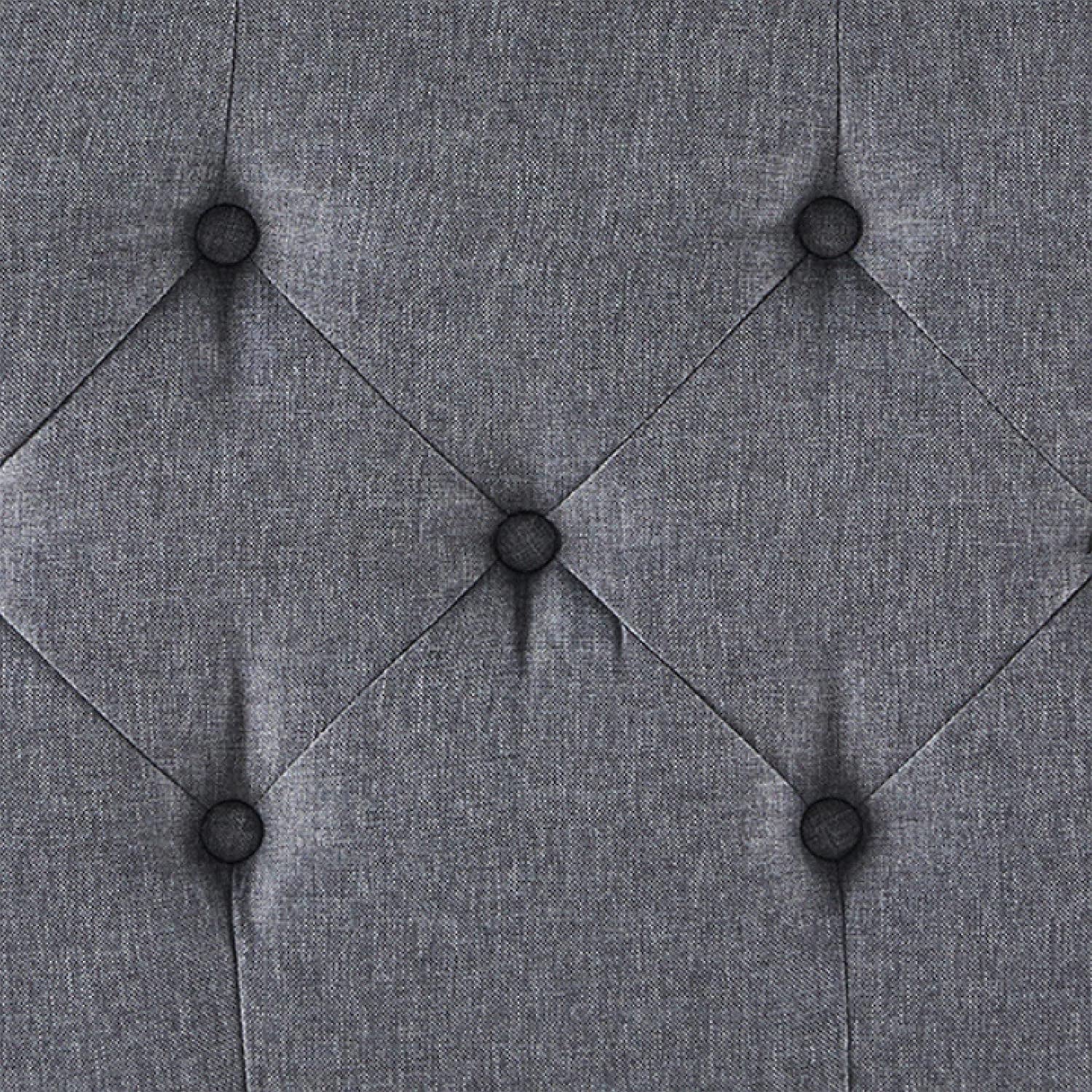 Button-Tufted Ottoman with Storage - Grey-1