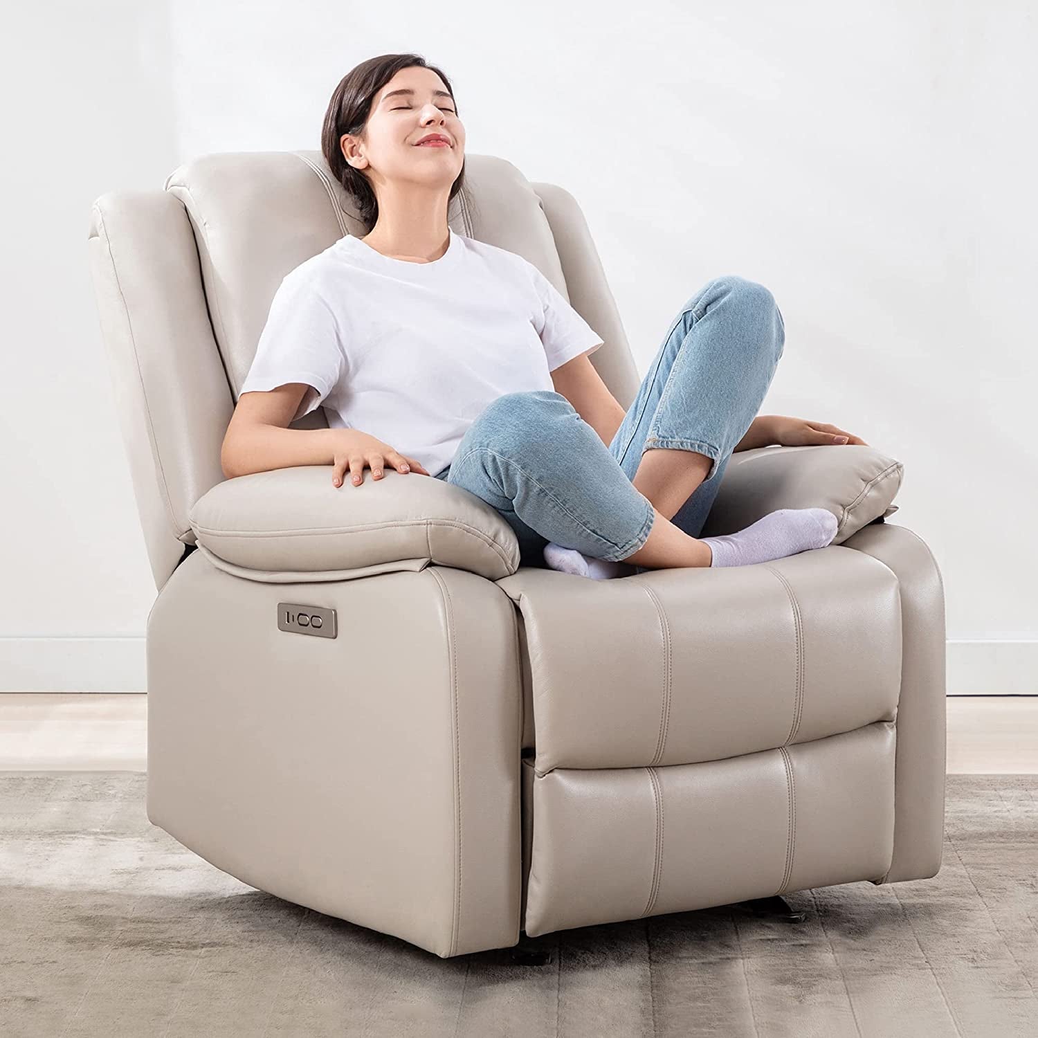 Electric Glider Reclining Chair, Cream-0