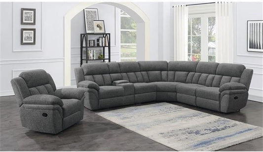 Bahrain 6-Piece Charcoal Motion Sectional Sofa-0