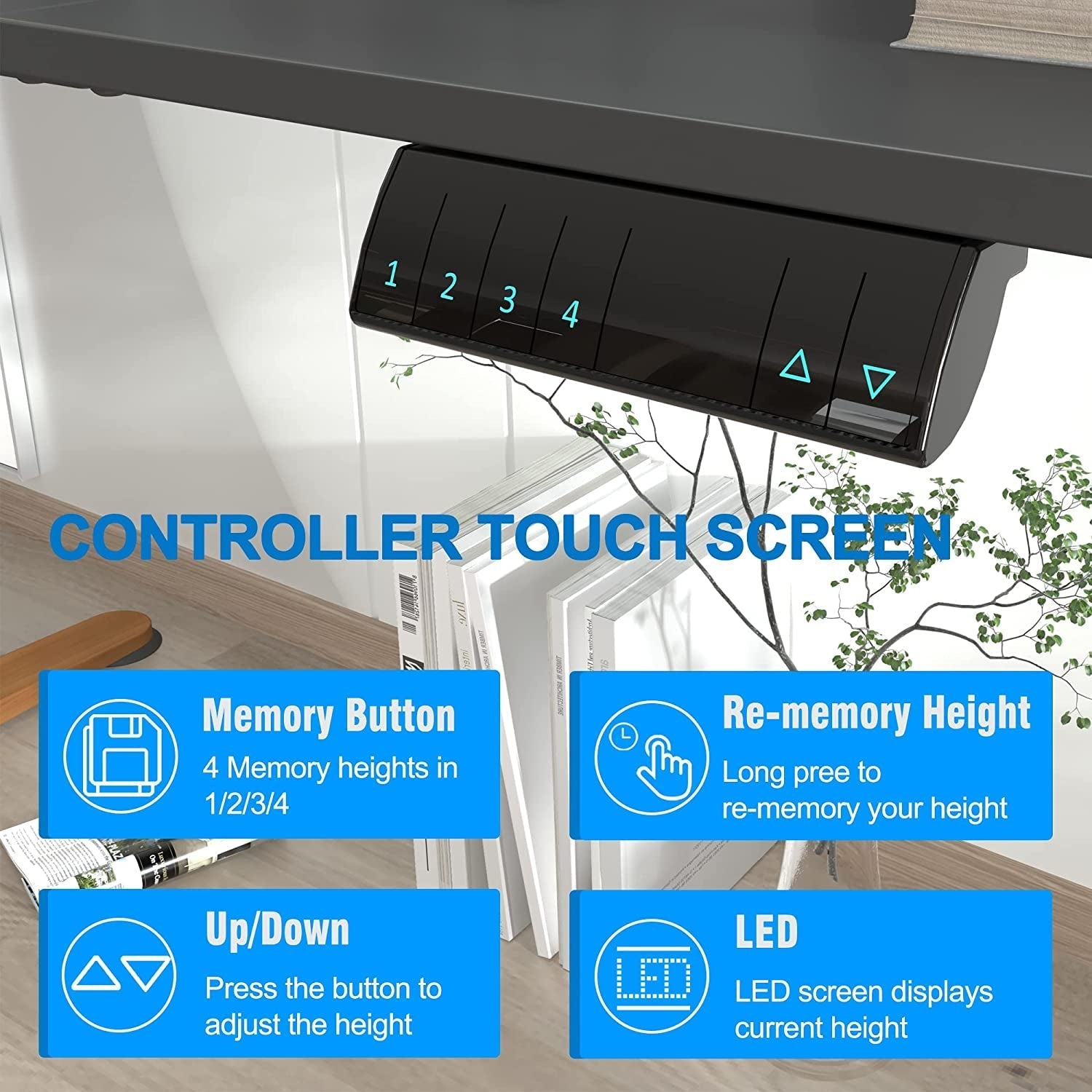 Height Adjustable Electric Standing Desk with Memory Preset-4