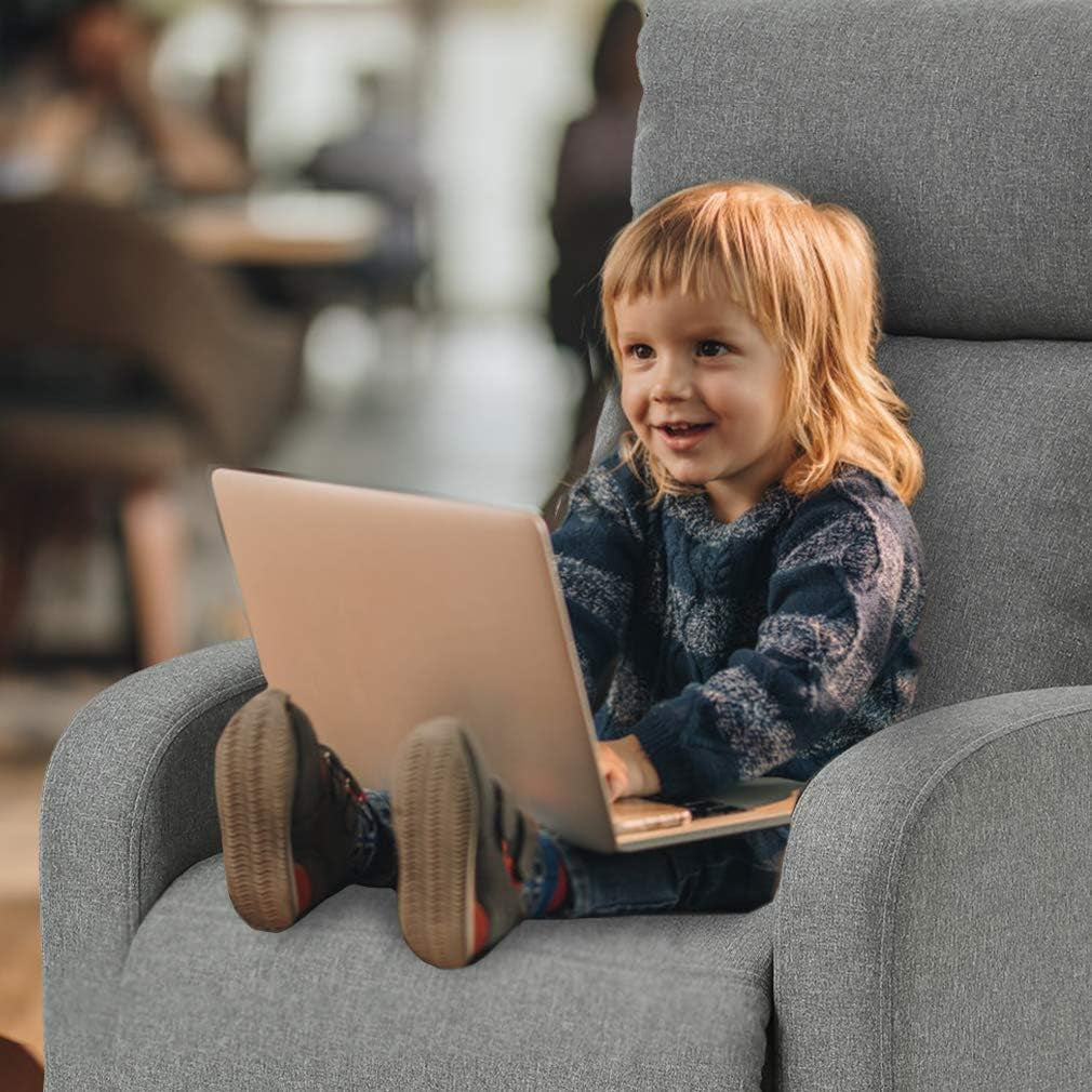 Recliner Sofa Massage Chair Home Theater Seating with Lumbar Support and Padded Backrest for Living Room and Bedroom (Textile, Grey)-4