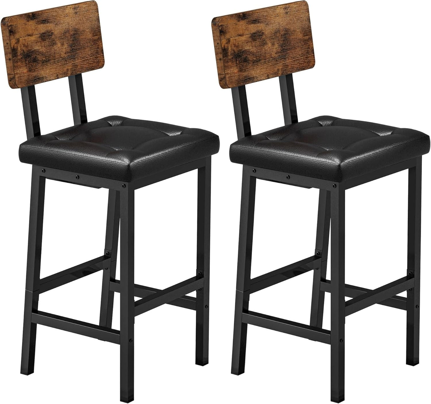 Rustic Brown & Black Square Bar Stools (Set)-1