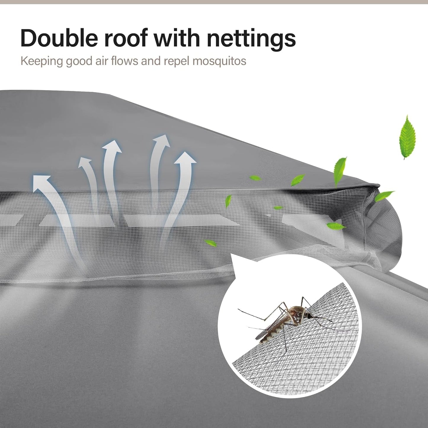 Outdoor Patio Gazebo 10'X13' with Expansion Bolts, Heavy Duty Party Tent & Shelter with Double Roofs, Mosquito Nettings and Privacy Screens for Backyard, Garden, Lawn, Smoke Grey-3