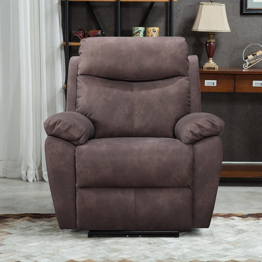 Upgraded Materials Modern Power Recliner Chair with USB Charging Port and Pillow Top Arms Palomino Fabric Single Seat Reclining Sofa in Hickory Brown Finish-0